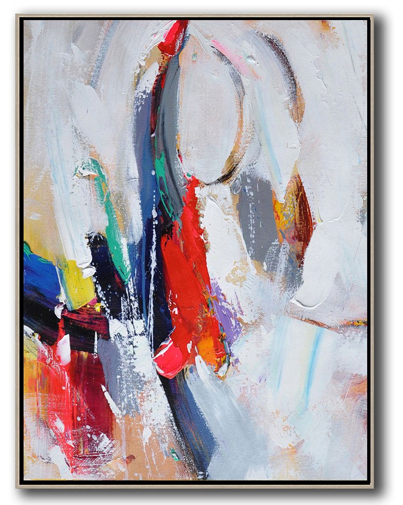 Vertical Palette Knife Contemporary Art #L3B - Abstract Art Paintings Large